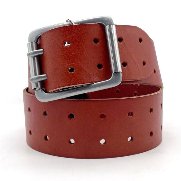 NWT Linea Pelle Brown Genuine Leather Belt Size Small Double Prong Buckle NEW main image 11